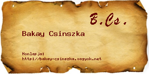 Bakay Csinszka névjegykártya